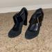 Tory Burch Shoes | Black Suede Tory Burch Heels With Buckle | Color: Black/Gold | Size: 7.5