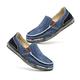 HEWAN Men's Casual Classic Canvas Shoes Lazy Leisure Vintage Flat Boat Shoes Slip On Loafer Washed Denim Casual Flats Blue-9 UK
