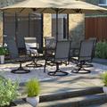 Lark Manor™ Alyah Rectangular 6 - Person 60" Long Outdoor Dining Set w/ Umbrella Metal in Brown | 60 W x 38 D in | Wayfair