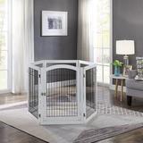 Tucker Murphy Pet™ Serra Wire Pet Free Standing Gate w/ Two Pairs of Support Feet (a highly durability option) in Pink/White | Wayfair UH5052