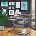 Inbox Zero Workstation Desk Wood/Metal in Brown/Gray | 35.25 H x 37.75 W x 22 D in | Wayfair 898C008A9C194F858578D7CCE74D71CC