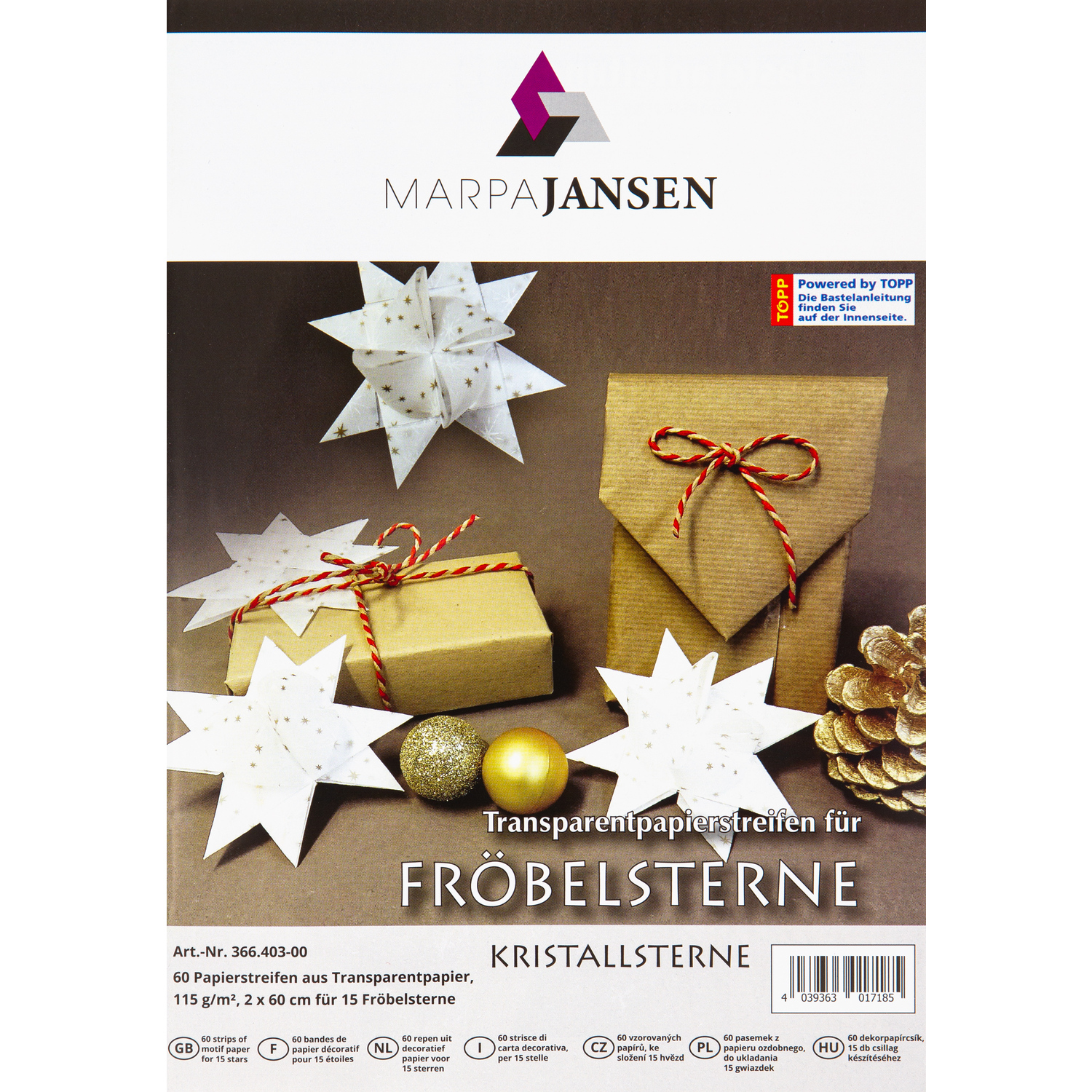 Bandes de papier transparent étoiles Fröbel "cristaux de glace", 60 bandes