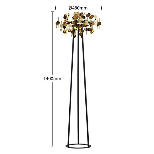 Design Stehlampe Glimmo Lucande, dimmbar, schwarz, für Wohn- / Esszimmer, Aluminium, Modern, Stehlampe