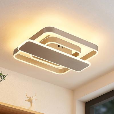 LED Deckenlampe Linetti Lucande, dimmbar, alu / grau / zink, für Wohn- / Esszimmer, Metall, Modern, LED Deckenleuchte Image