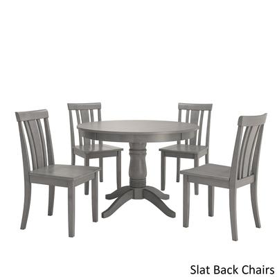 Wilmington II Round Pedestal Base Antique Grey 5-Piece Dining Set by iNSPIRE Q Classic