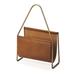 Brown Leather Magazine Basket - 21"H x 13.5"W x 5"D