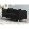 House of Hampton® Illiam 63" Velvet Square Arm Loveseat Velvet in Black | 29 H x 63 W x 35 D in | Wayfair 19DAADEC69F543318482EA92ED682078