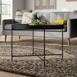 Willa Arlo™ Interiors Ekta Lift Top Cross Legs Coffee Table Wood/Metal in Gray/Black | 19 H x 28.5 W x 28.5 D in | Wayfair