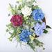 Primrue Hydrangea 24" Wreath Silk/Wood/Twig in Blue/Brown/Green | 24 H x 24 W x 6 D in | Wayfair 42381B73713F488AB05A7DE5C3306C49