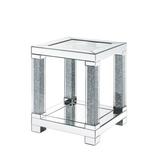 Everly Quinn Cassan End Table w/ Storage Mirrored in White | 25 H x 20 W x 20 D in | Wayfair 409AA3AB11D24D0FA53F0C76668828C7