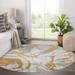 Gray/White 60 x 60 x 0.08 in Area Rug - Orren Ellis Khune White/Gray/Gold Area Rug Polyester | 60 H x 60 W x 0.08 D in | Wayfair