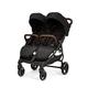 Ickle Bubba Venus Prime Double Stroller (Black with Tan Handles) Multi-Position, Foldable, All-Terrain Performance, Quilted Seat, Ventilation and UPF 50+ Hood