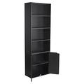 URBNLIVING 6 Tier Bookcase Bookshelf With 2 Doors Cupboard (Matt Black)