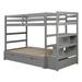 Hanan Twin Over Twin Solid Wood Standard Bunk Bed w/ Bookcase by Harriet Bee Wood in Gray | 65 H x 76.9 W x 94.7 D in | Wayfair