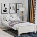 Red Barrel Studio® Twin Size Wood Platform Bed w/ Headboard, Footboard & Wood Slat Support Wood in White | 36.75 H x 43 W x 79.75 D in | Wayfair