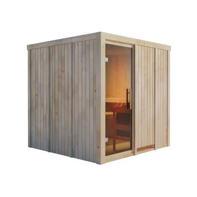 Sauna Rodin mit Fronteinstieg Innensauna 3 Sitzbänke aus Holz , Saunakabine mit 68 mm Wandstärke Image
