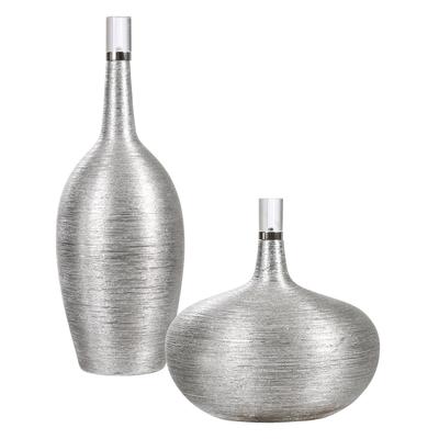 Uttermost Gatsby Silver Ribbed Bottles (Set of 2)