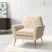 Lilia Contemporary Velvet Upholstered Tufted Back Armchair with Metal Golden legs by HULALA HOME