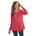 Plus Size Women's Lace Yoke Pullover by Roaman's in Antique Strawberry (Size M) Sweater
