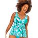 Plus Size Women's V-Neck Flowy Tankini Top by Swimsuits For All in Tropical Palm (Size 26)