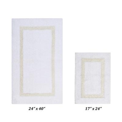 Hotel Collectionis Bath Mat Rug, 2 Piece Set (17" x 24" | 24" x 40") by Better Trends in White Ivory