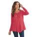 Plus Size Women's Lace Yoke Pullover by Roaman's in Antique Strawberry (Size 3X) Sweater