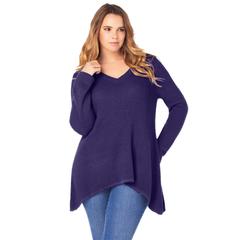 Plus Size Women's V-Neck Thermal Pullover by Roaman's in Midnight Violet (Size 12)