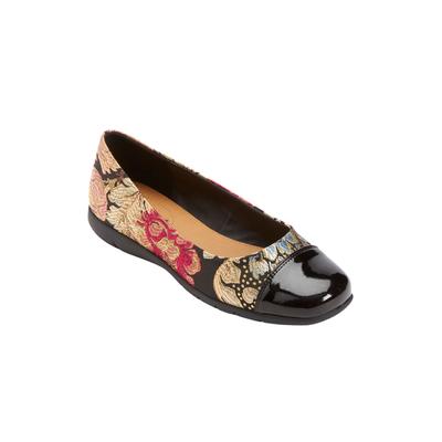 Extra Wide Width Women's The Fay Slip On Flat by Comfortview in Floral Metallic (Size 12 WW)