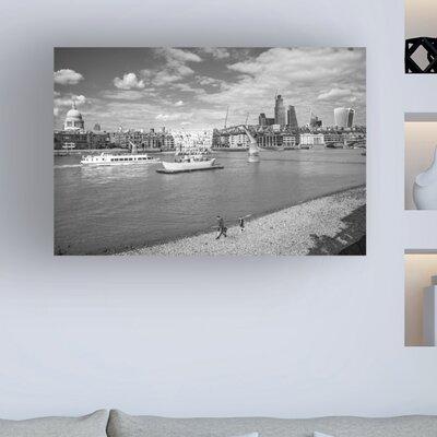 Ebern Designs River Walk by Claire Doherty - Wrapped Canvas Photograph Metal in Black/Gray/White | 22 H x 32 W x 2 D in | Wayfair