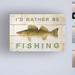 Highland Dunes I Would D Rather Be Fishing by Cora Niele - Wrapped Canvas Textual Art Metal in Brown/Gray/Green | 22 H x 32 W x 2 D in | Wayfair