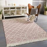 Pink 96 x 0.01 in Area Rug - Union Rustic Althena Geometric Handwoven/White Area Rug Polyester/Wool | 96 W x 0.01 D in | Wayfair