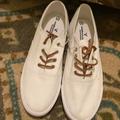 American Eagle Outfitters Shoes | American Eagle White Sneakers With Leather Laces | Color: White | Size: 10