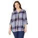 Plus Size Women's Effortless Pintuck Plaid Tunic by Catherines in Dark Mauve (Size 2X)