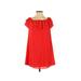 Mary & Mabel Casual Dress - Popover: Red Solid Dresses - Women's Size X-Small