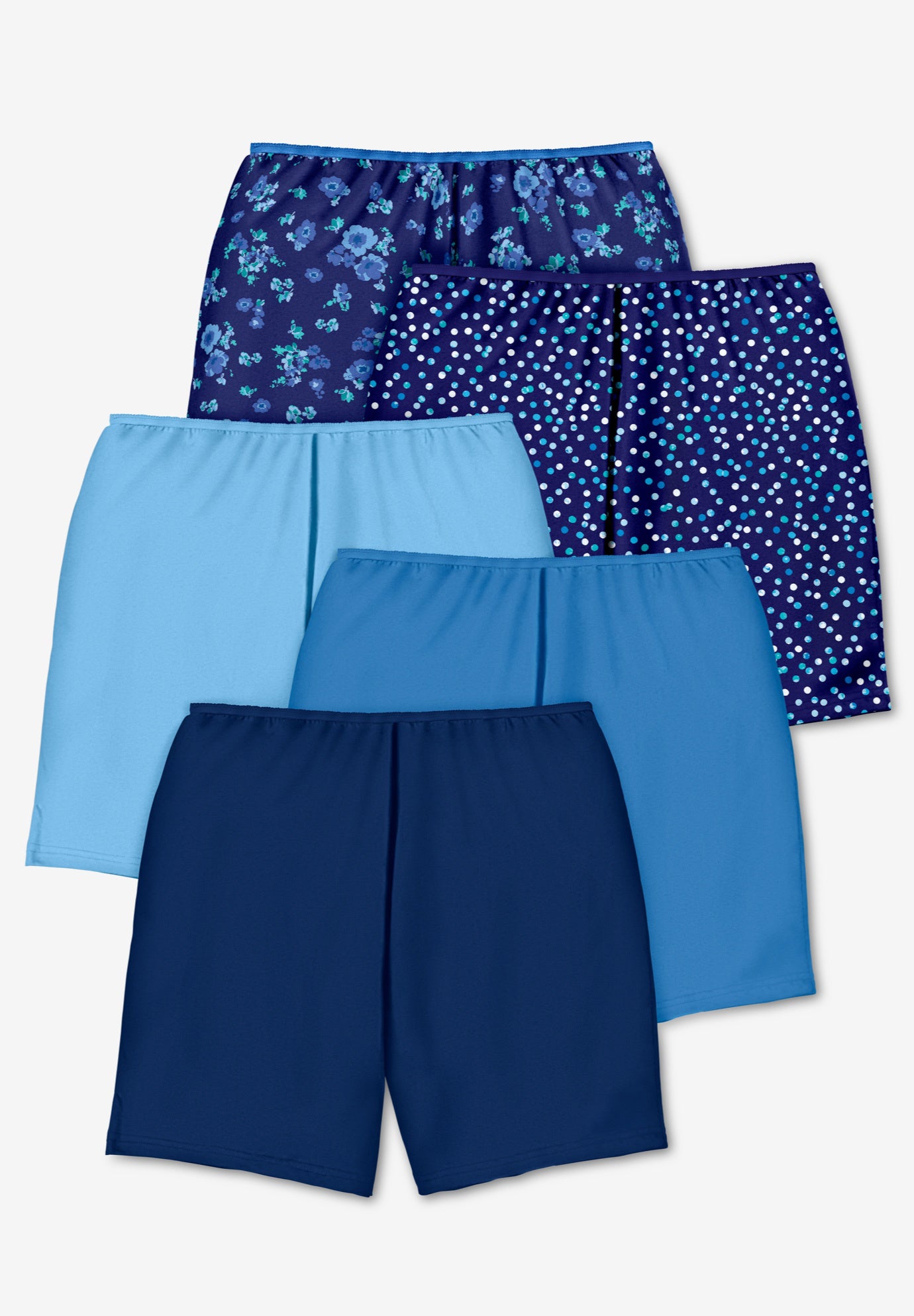 Plus Size Women's Cotton Boxer 5-Pack by Comfort Choice in Evening Blue Dot Pack (Size 11) Panties