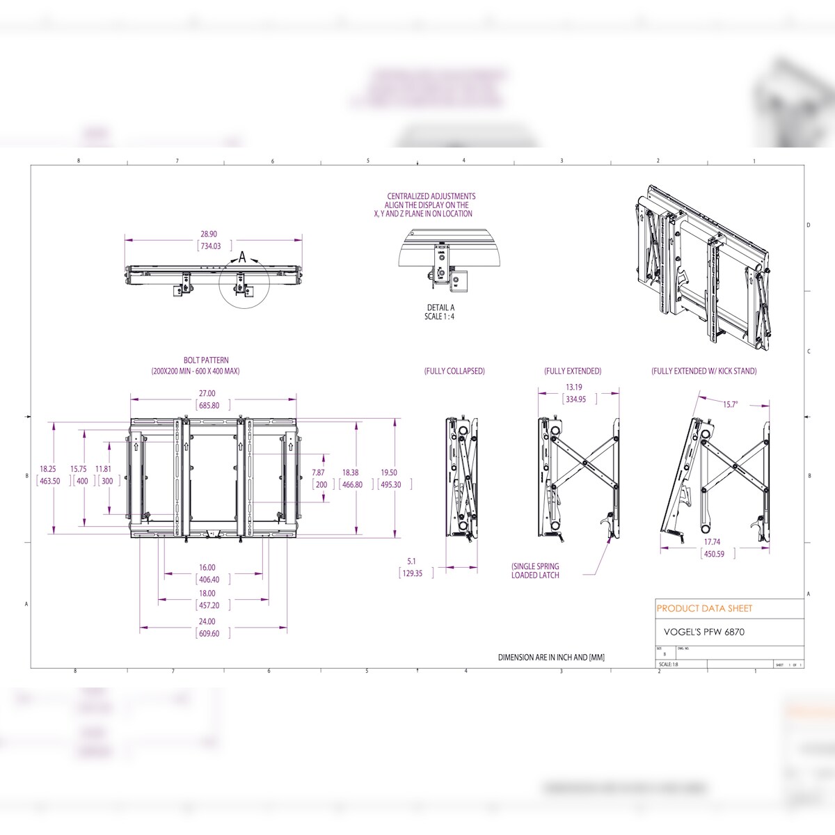Vogels PFW 6870 Display Videowandmodul pop-out Image