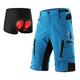 ARSUXEO Men's Cycling Shorts Loose Fit MTB Shorts Water Resistant Outdoor Sports Bottom with 7 Pockets 1202 001B Blue S