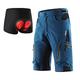 ARSUXEO Men's Cycling Shorts Loose Fit MTB Shorts Water Resistant Outdoor Sports Bottom with 7 Pockets 1202 001B Dark Blue S