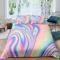 Tie Dye Duvet Cover Double,Pink Marble Bedding Set Teens Girls,Trippy Spiral Swirl Comforter Cover, Green Purple Blue Tie Dye Bedspread Cover Kids Room Decor Soft Modern Gypsy Batik Bed Cover Adult