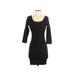 Forever 21 Casual Dress - Bodycon Scoop Neck 3/4 Sleeve: Black Solid Dresses - Women's Size Small