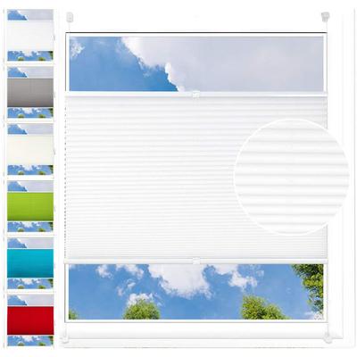 Plissee Klemmfix ohne Bohren 45x130cm (BxH) Weiß Faltrollo Plisseerollo mit Klemmträger Image