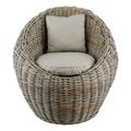 Fauteuil rond en kubu tressé avec coussin