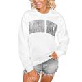 Women's Gameday Couture White Georgia Tech Yellow Jackets Distressed Snap Perfect Oversized Pullover Sweatshirt