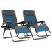 PHI VILLA Oversized Portable Reclining/Folding Zero Gravity Chair w/ Cushion Metal in Blue | 33 H x 30 W x 35 D in | Wayfair 2-E02GF010101009