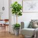 Arlmont & Co. Leiya 60" Artificial Fiddle Leaf Fig Plant in Planter Polyester/Metal in Brown/Gray | 60 H x 20 W x 20 D in | Wayfair