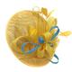 Caprilite Yellow and Light Blue Sinamay Big Disc Saucer Fascinator Hat for Women Weddings Headband