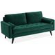 Canapé 3 places scandinave fixe. droit. pieds bois Velours Vert anglais - Vert anglais