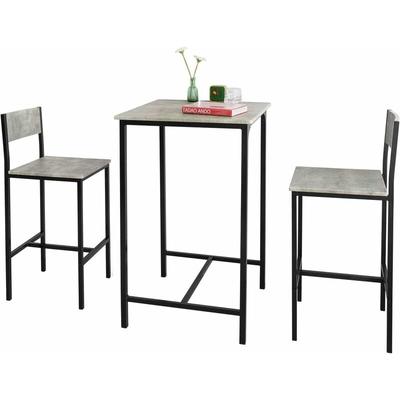 OGT27-HG 3-teilig Bartisch mit Stühlen Esstisch Stehtisch Bistrotisch mit 2 Barhocker Sitzgruppe