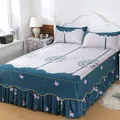 Draps brodés en lin élégants jupe de lit en coton polyester couvre-matelas de style princesse