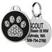 Paw Print Stainless Steel Black Pet ID Tags with Swarovski Crystals for Dogs and Cats, Medium, Black / Silver